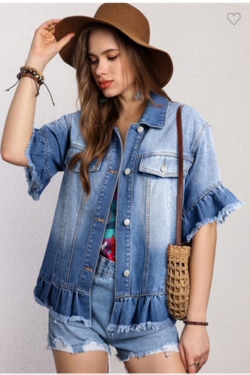 Denim Ruffle Jacket product image