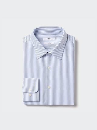 Mens Super Non-Iron Jersey Slim-Fit Shirt Striped Blue XL UNIQLO US Product Image