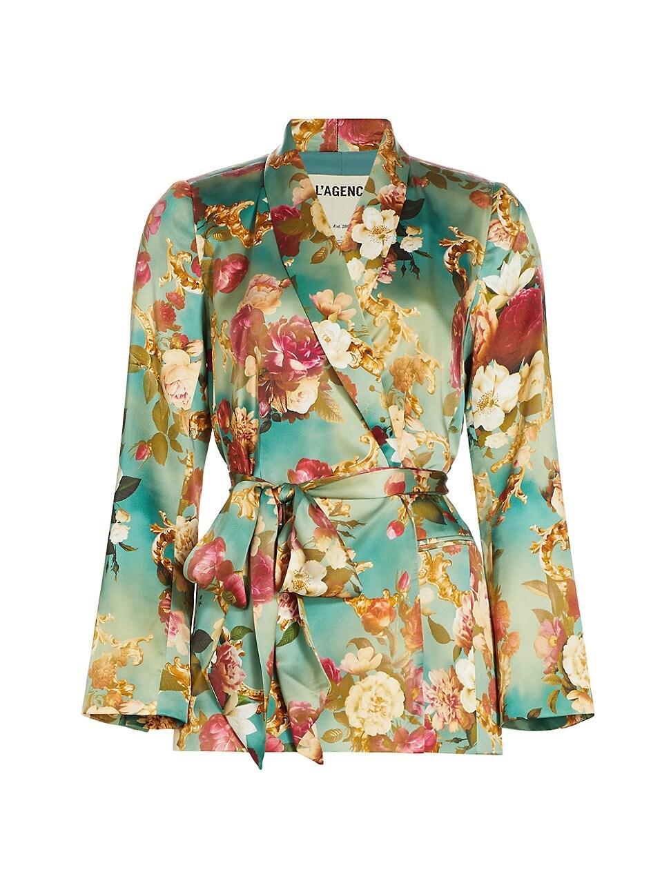 Womens Everly Floral Silk Wrap Blazer Product Image