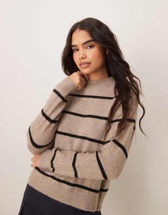 Mango high neck soft sweater in oatmeal Product Image