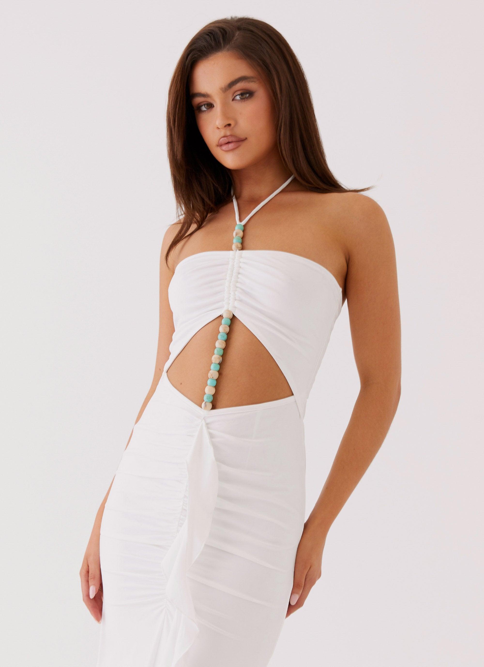 Serina Ruffle Maxi Dress - White Product Image