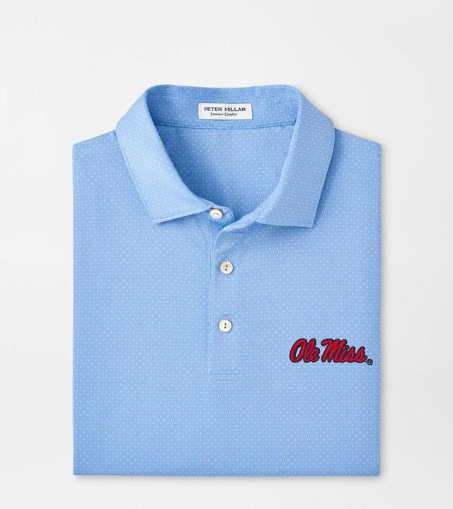 Peter Millar Mens Ole Miss Tesseract Performance Jersey Polo | Color: Cottage Blue | Size: S Product Image