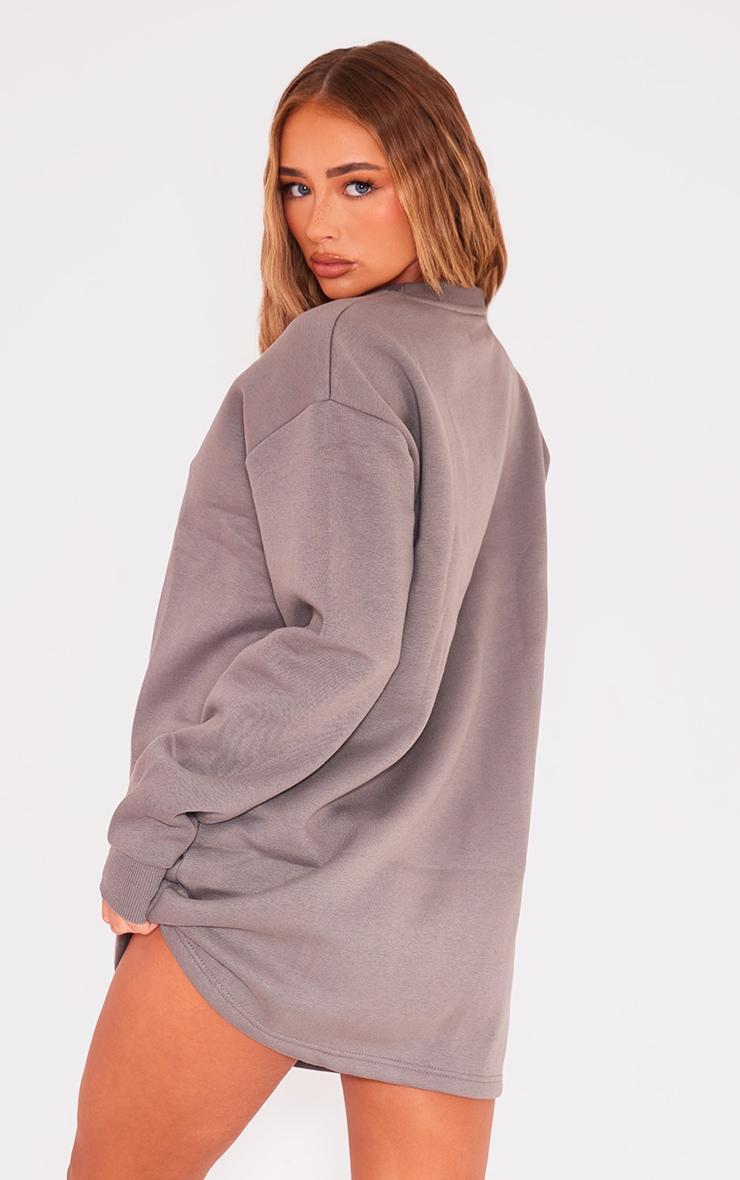 Charcoal Basic Crew Neck Oversize Sweatshirt Dress Product Image