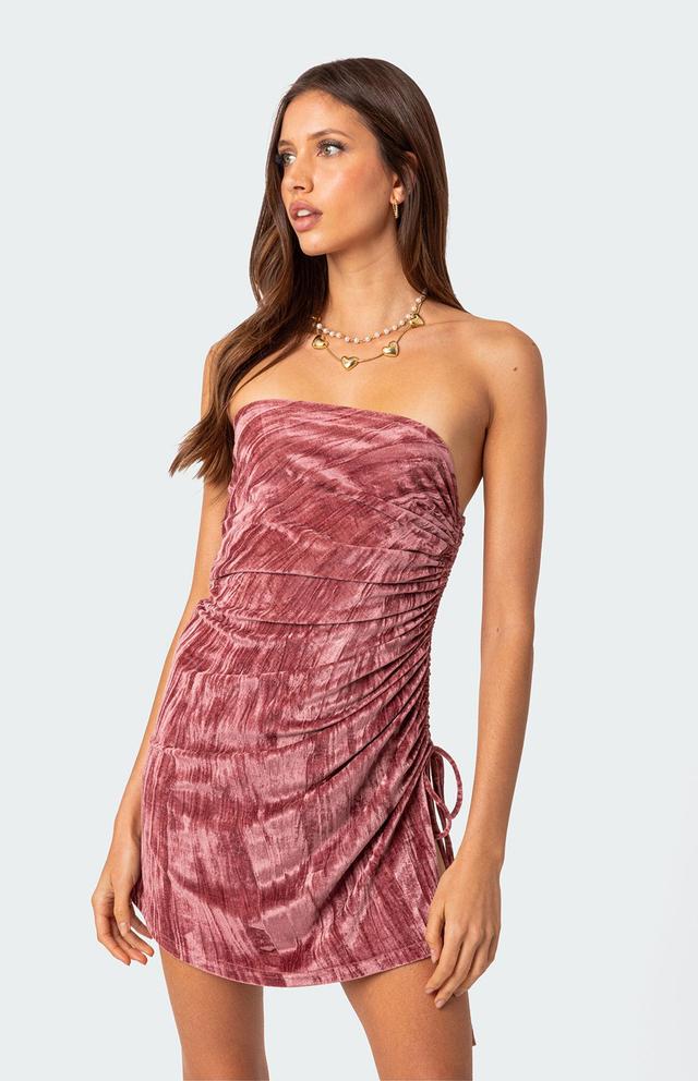 Edikted Women's Crushed Velvet Drawstring Mini Dress Product Image