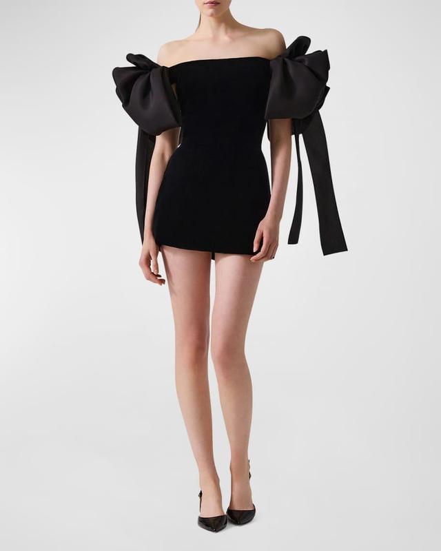 Bow Off-The-Shoulder Mini Dress Product Image