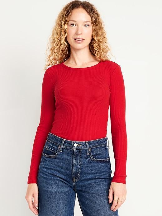 Plush-Knit Long-Sleeve T-Shirt Product Image