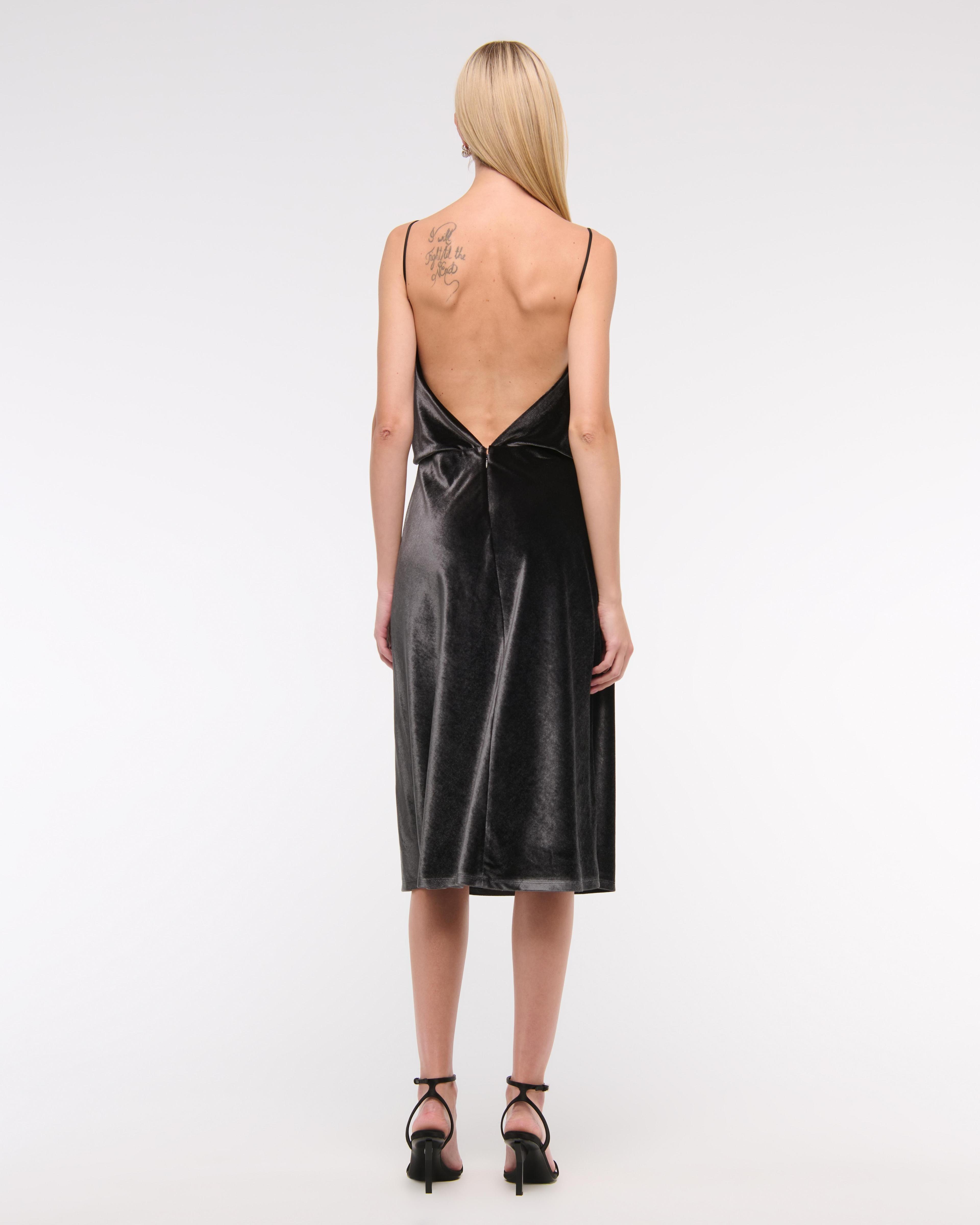 Velvet Open-Back Midi Dress Product Image