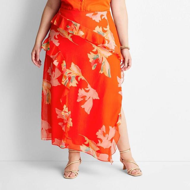 Womens Asymmetrical Ruffle Maxi Skirt - Future Collective with Jenee Naylor Floral 22 Product Image