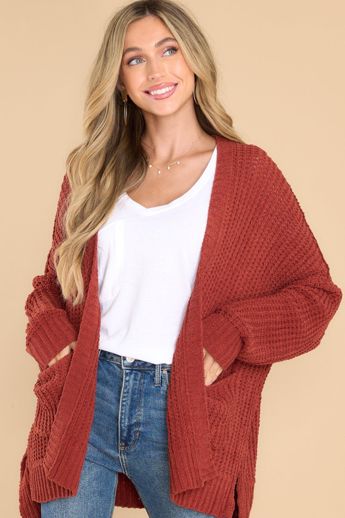 Moving On Up Rust Cardigan Orange Product Image