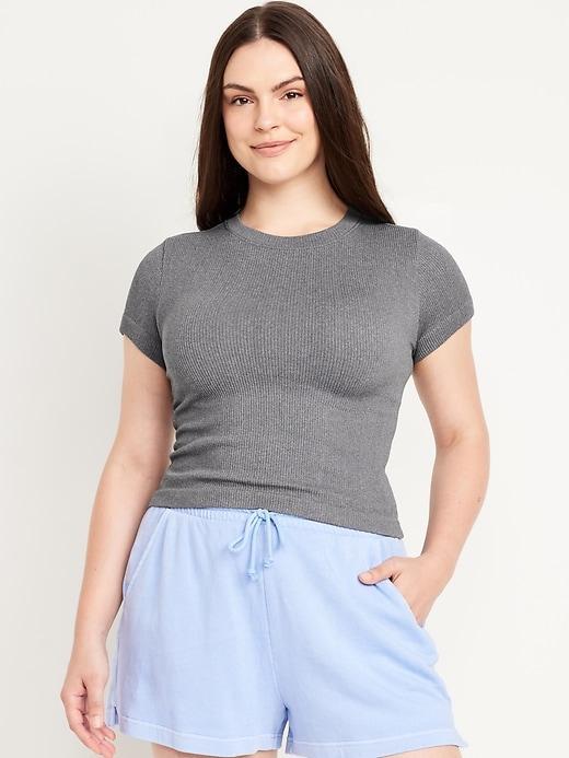 Fitted Seamless Ribbed T-Shirt Product Image