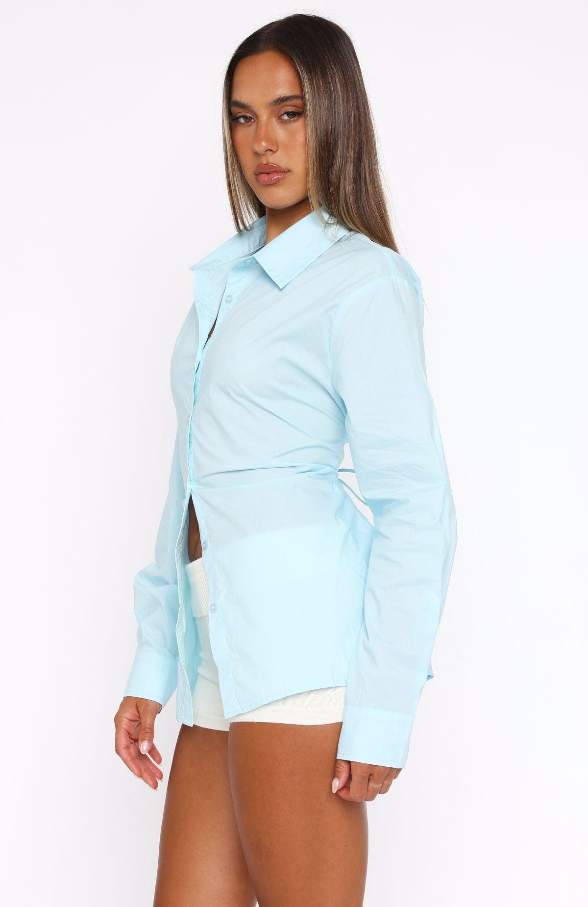 Feeling Is Mutual Long Sleeve Shirt Powder Blue Product Image