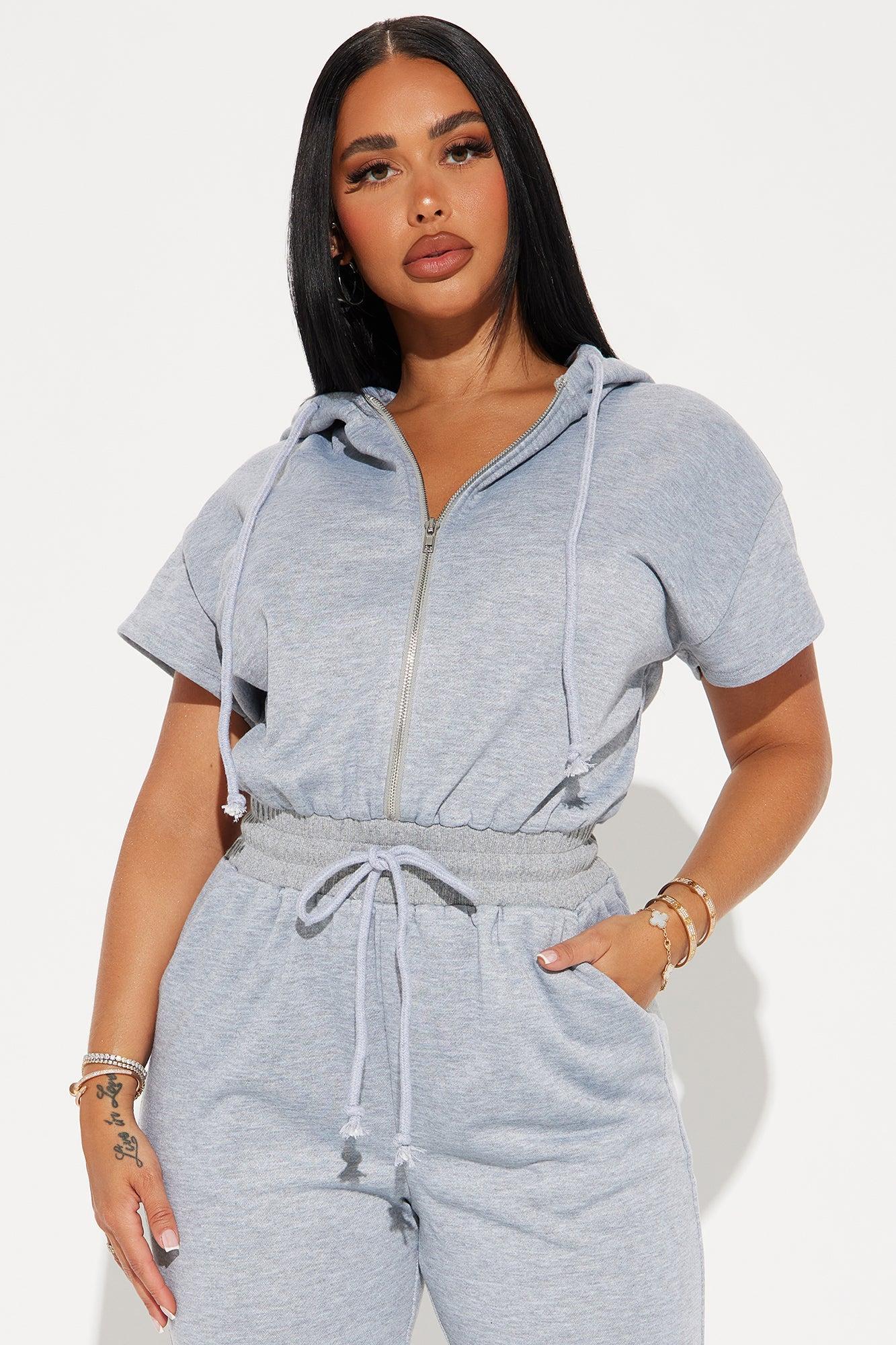 Stella Short Sleeve Jumpsuit - Heather Grey Product Image