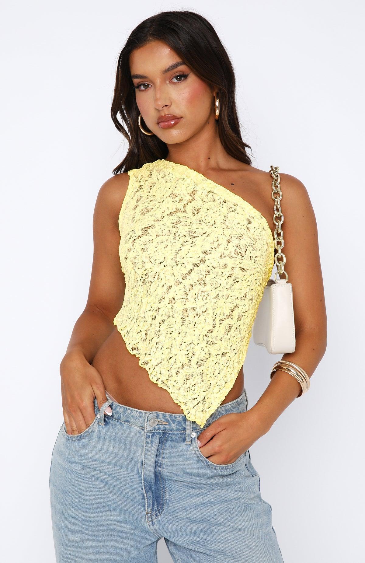 It's A Love Story Lace Top Lemon Product Image