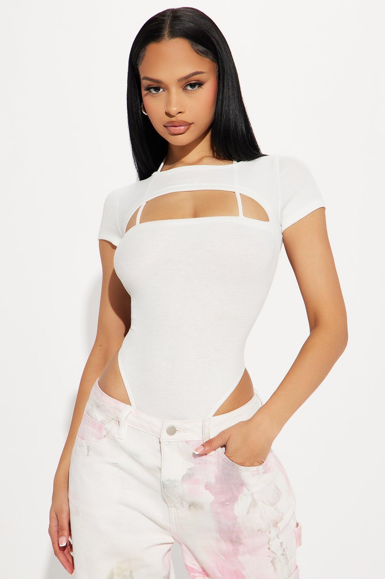 Just Another Day Short Sleeve Bodysuit - White Product Image