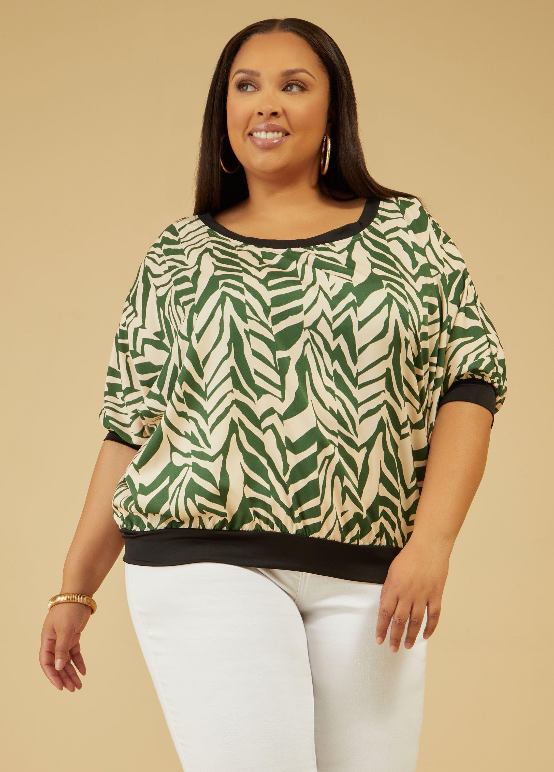 Plus Size Zebra Dolman Sleeved Blouse Ashley Stewart Product Image