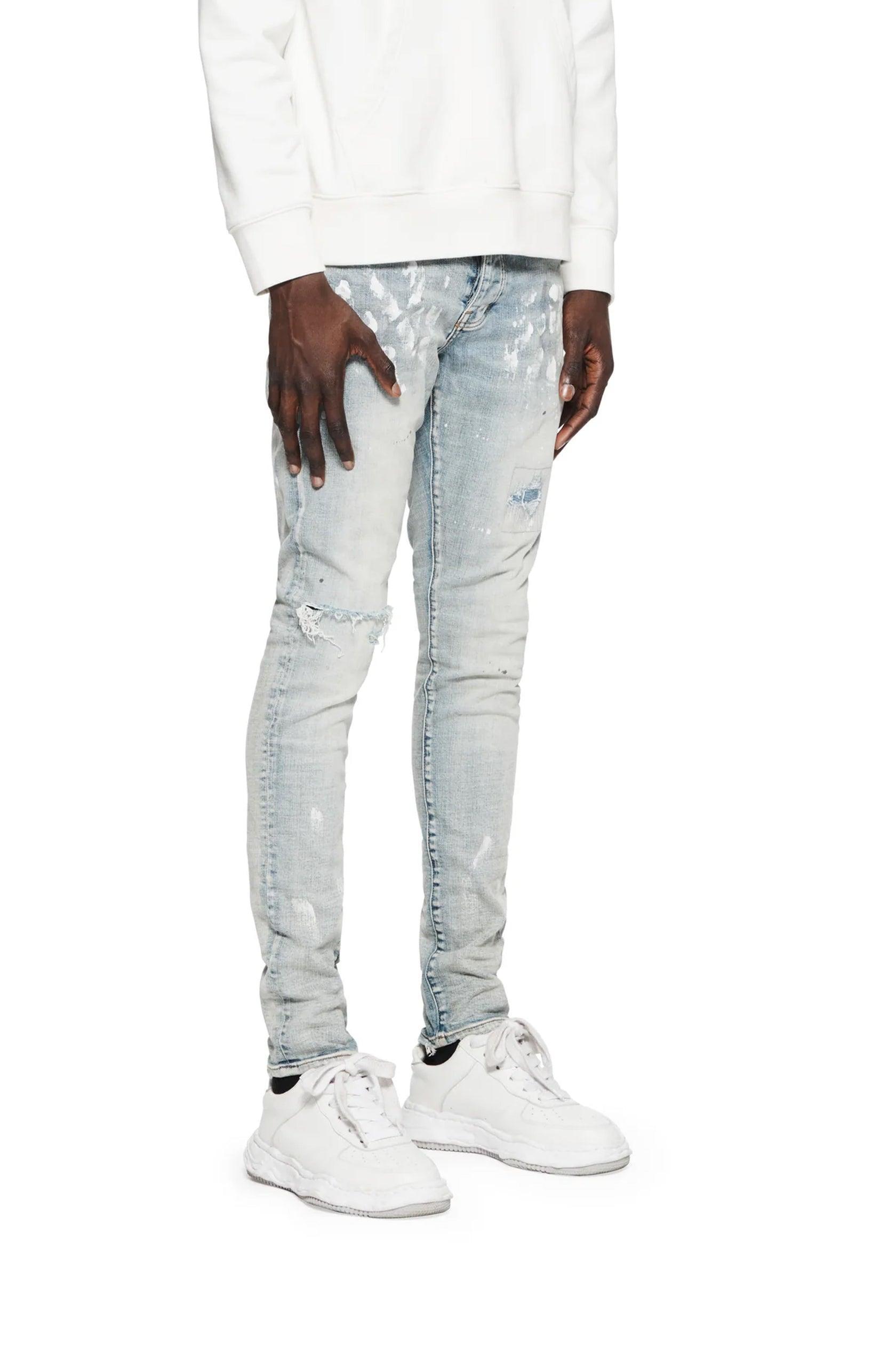 Purple Brand Light Indigo Paint Blowout Jeans Product Image