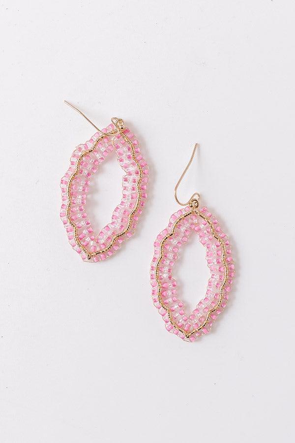 Show Stopper Beaded Earrings in Pink Product Image