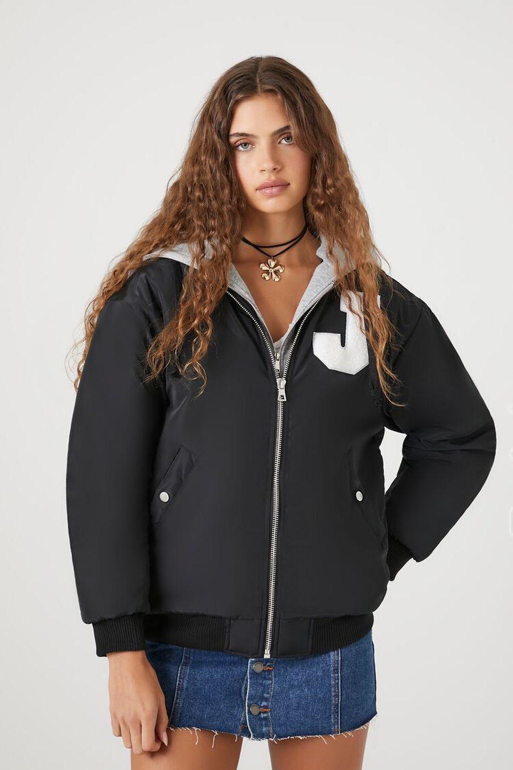 Letterman Zip-Up Bomber Jacket | Forever 21 Product Image