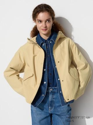 Womens Cotton Blend Parka with Water-Repellent Yellow Large UNIQLO US Product Image