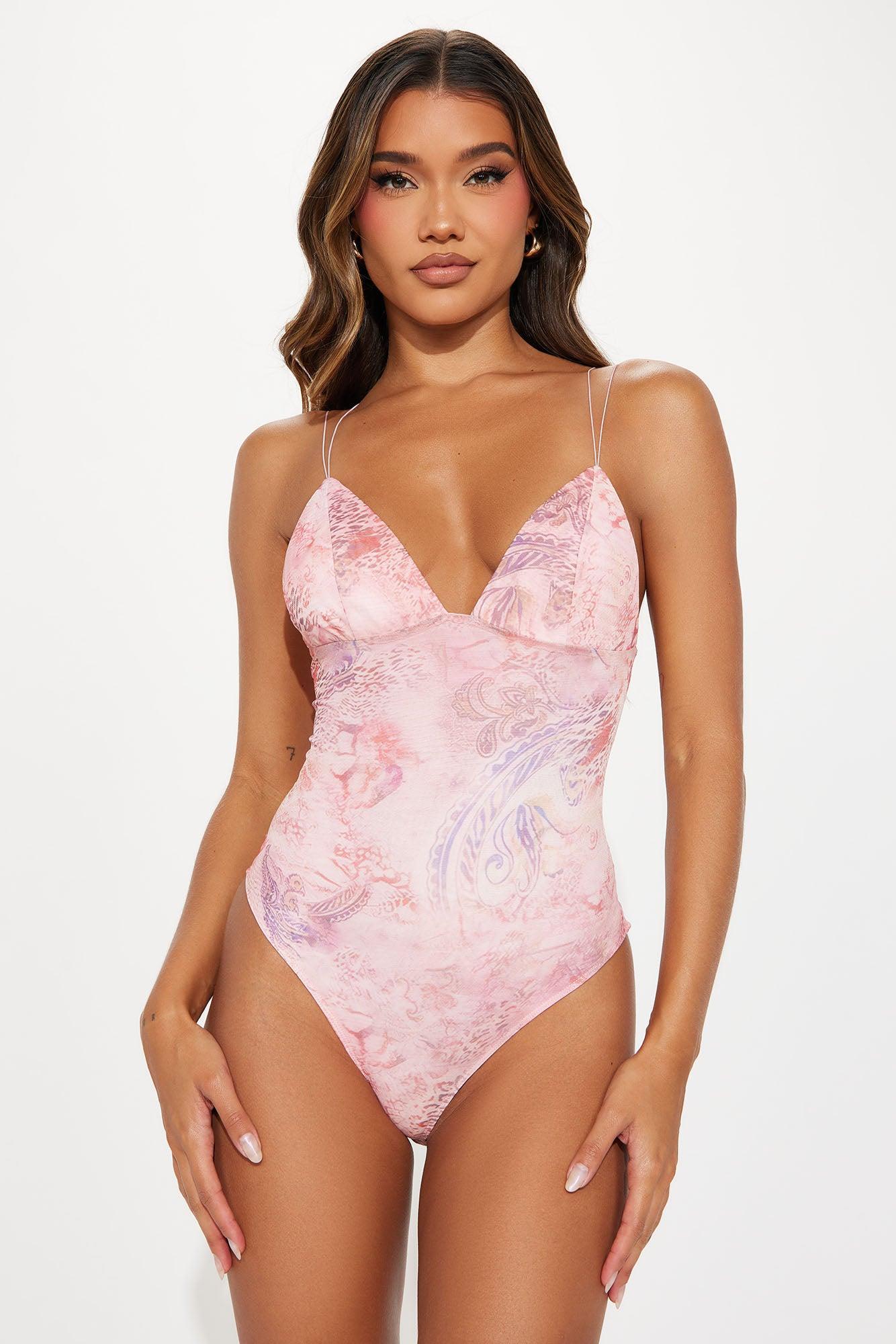 Butterfly Kisses Mesh Bodysuit - Pink/combo Product Image