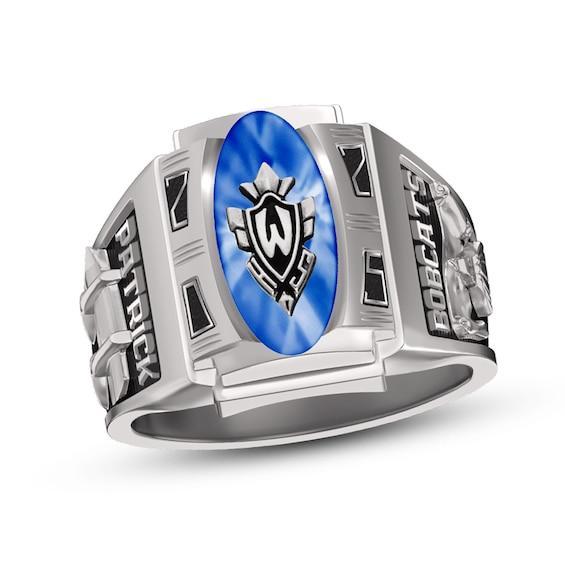 Men's Simulated Oval Birthstone High School Class Ring (1 Stone) Product Image