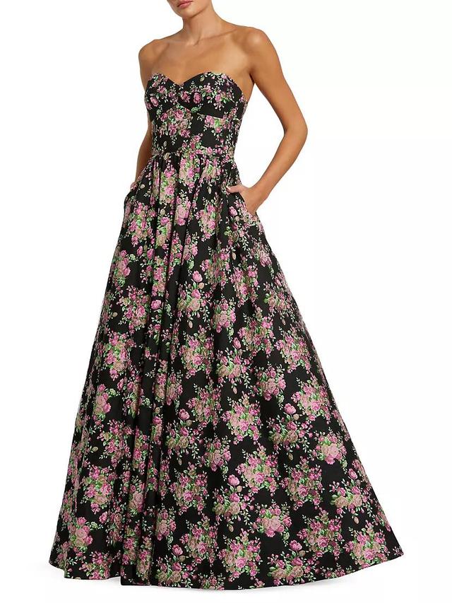 Floral Brocade Strapless Ballgown Product Image