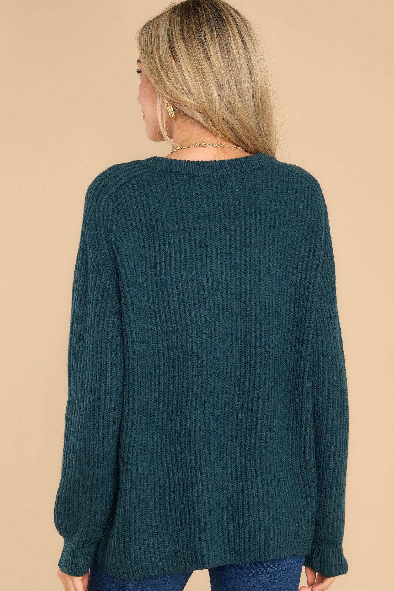 Just Makes Sense Dark Teal Sweater Product Image