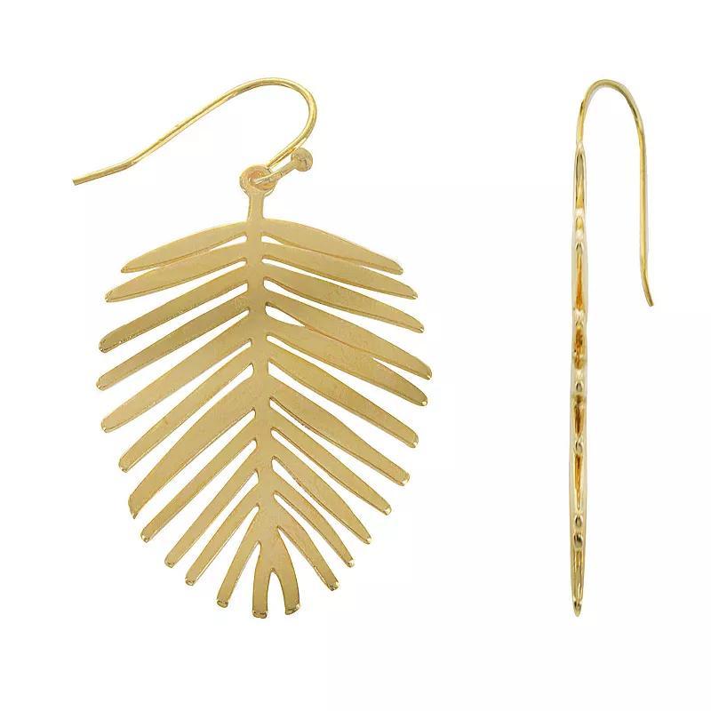 Pannee by Panacea Gold Tone Palm Leaf Drop Earrings, Womens Product Image