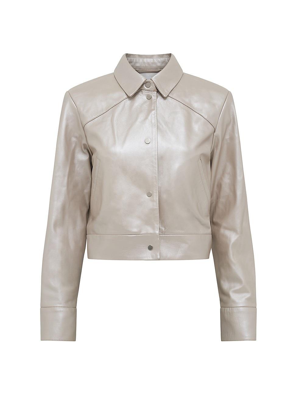 Womens Kenan Cropped Leather Jacket product image