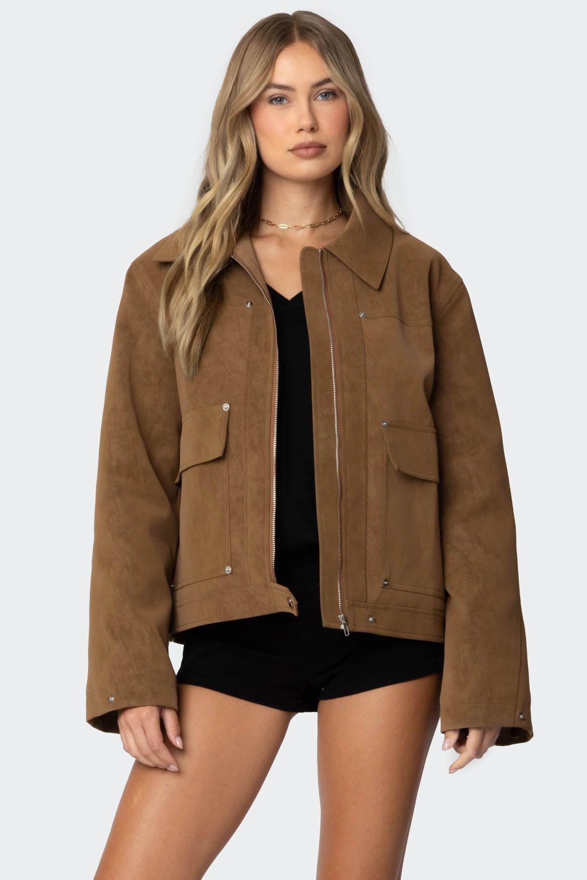 Annabelle Oversized Faux Suede Jacket Product Image