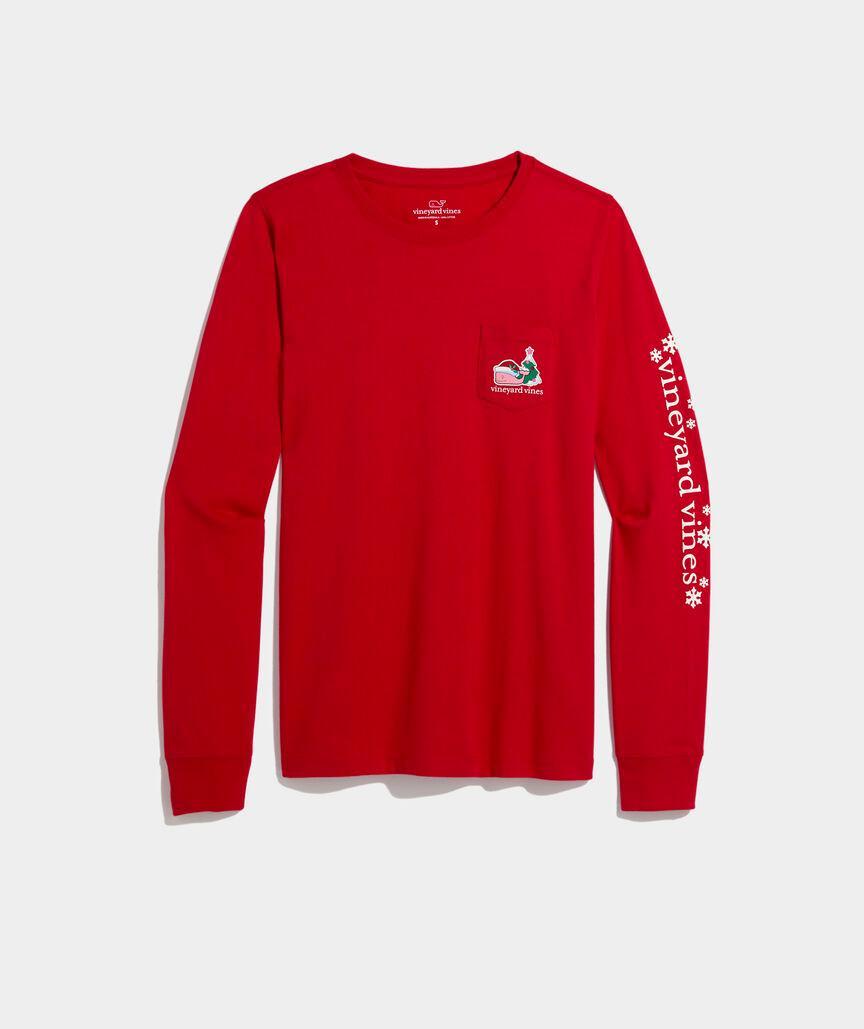 Christmas Icons Whale Long-Sleeve Pocket Tee Product Image