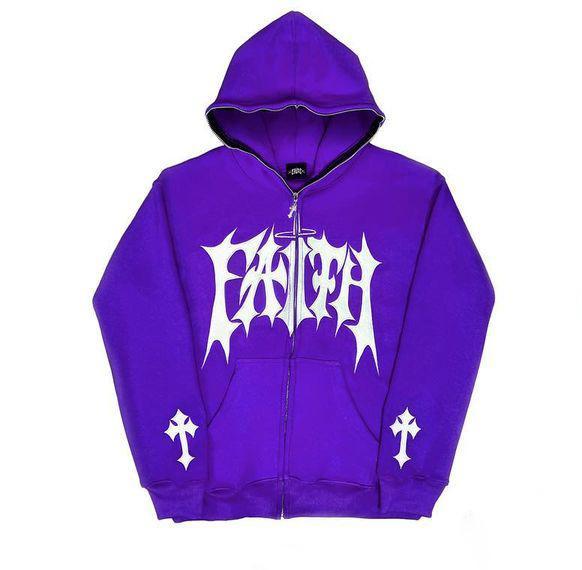 Faith Cross Print Full Zip-Up Hoodie Product Image