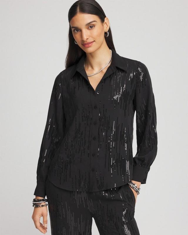 Sequined Satin Shirt Product Image