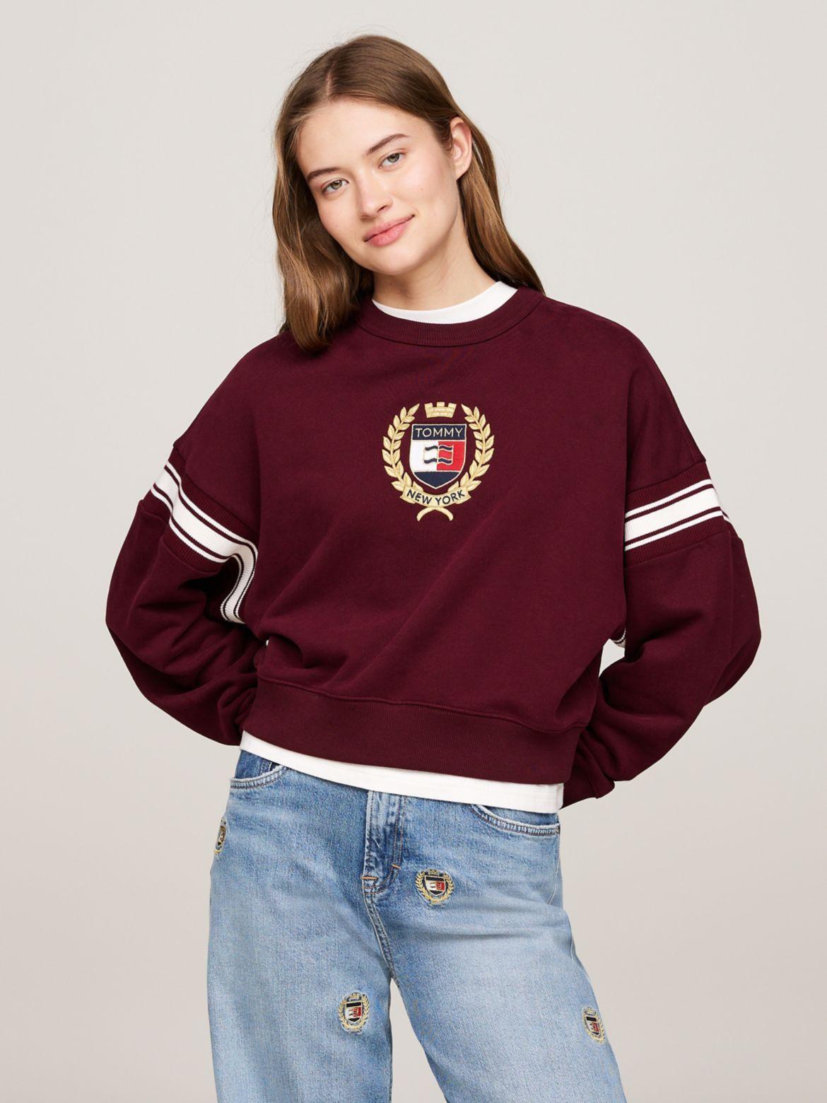 Tommy Hilfiger Women's Embroidered Crest Boxy Fit Sweatshirt Product Image