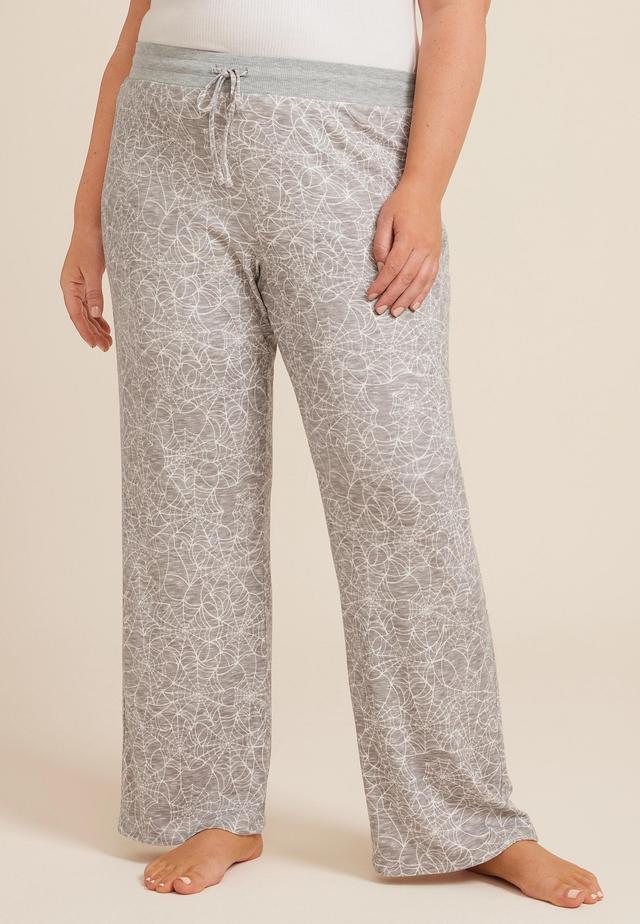 Maurices Plus Size Womens Spiderweb Wide Leg Pajama Pants Gray Size 1X Product Image