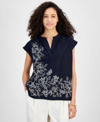 Tommy Hilfiger Womens Placement Butterfly Paisley Blouse Product Image