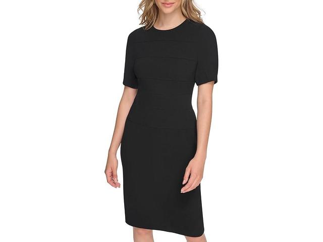 Tommy Hilfiger Short Puff Sleeve Drape Crepe Sheath Women's Dress Product Image