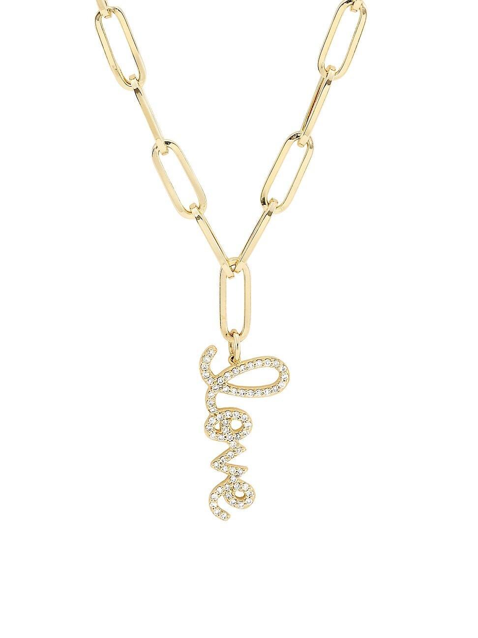 Womens 14K Yellow Gold & 0.26 TCW Diamond Love Pendant Necklace Product Image