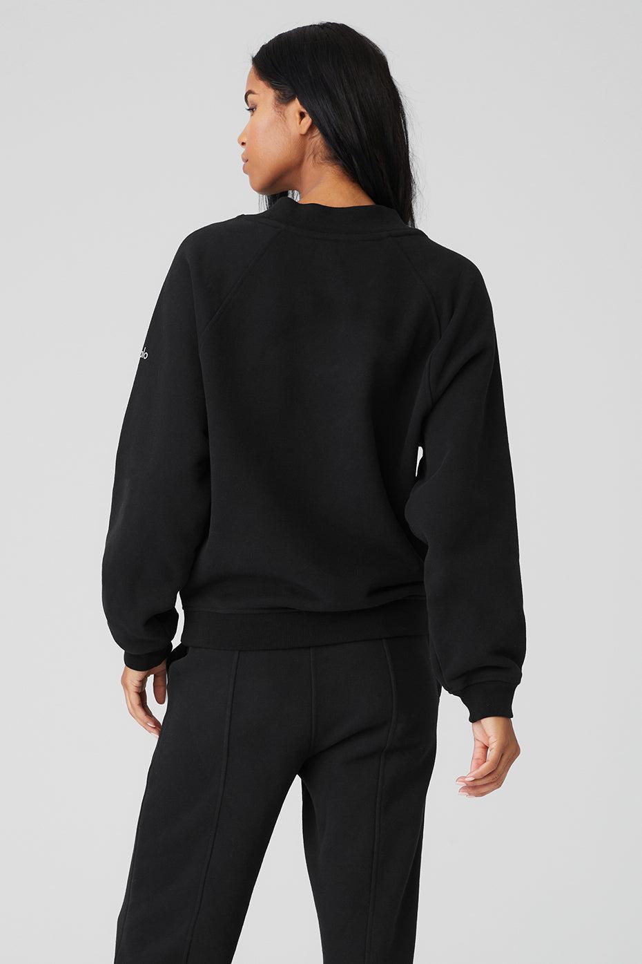 Heavy Weight Free Time Crew Neck Pullover - Black Female Product Image