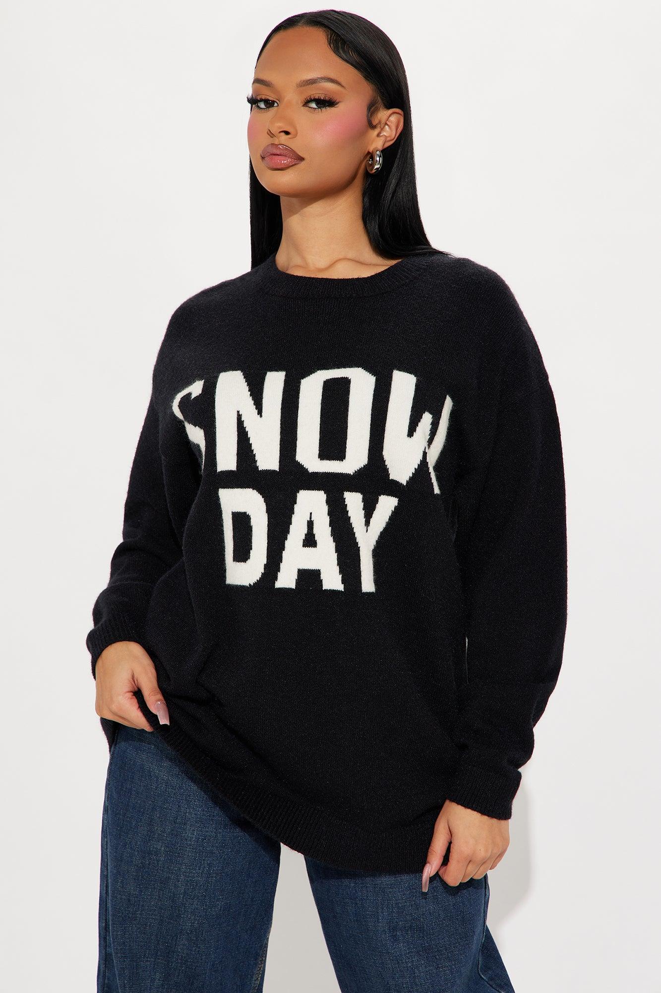 Snow Day Pullover Sweater - Black/White Product Image