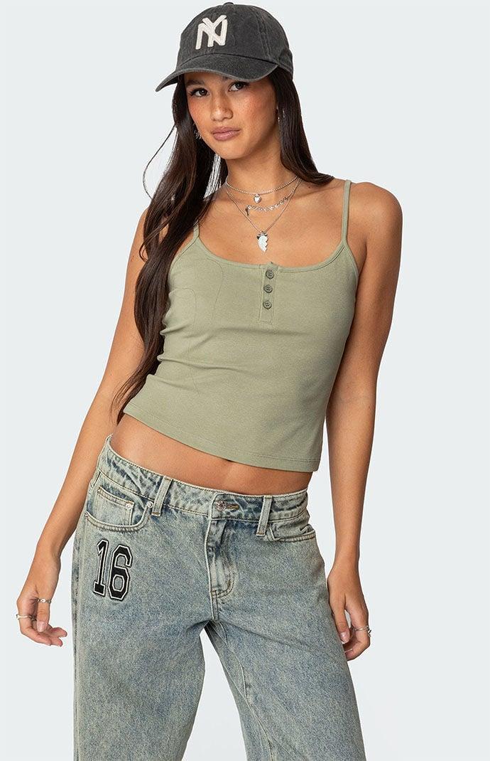 Edikted Women's Ribbed Henley Tank Top Product Image