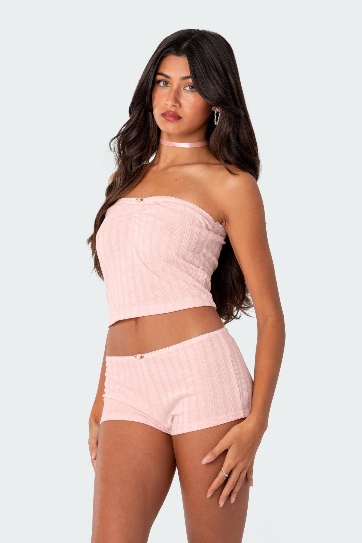 Sweetpea Ruched Pointelle Tube Top Product Image