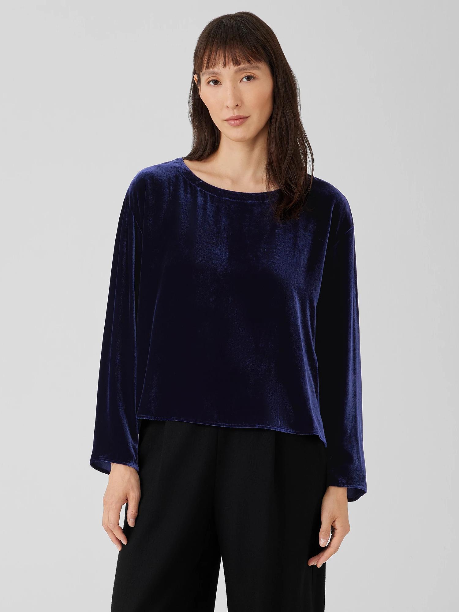 EILEEN FISHER Velvet Ballet Neck Box-Topfemale Product Image