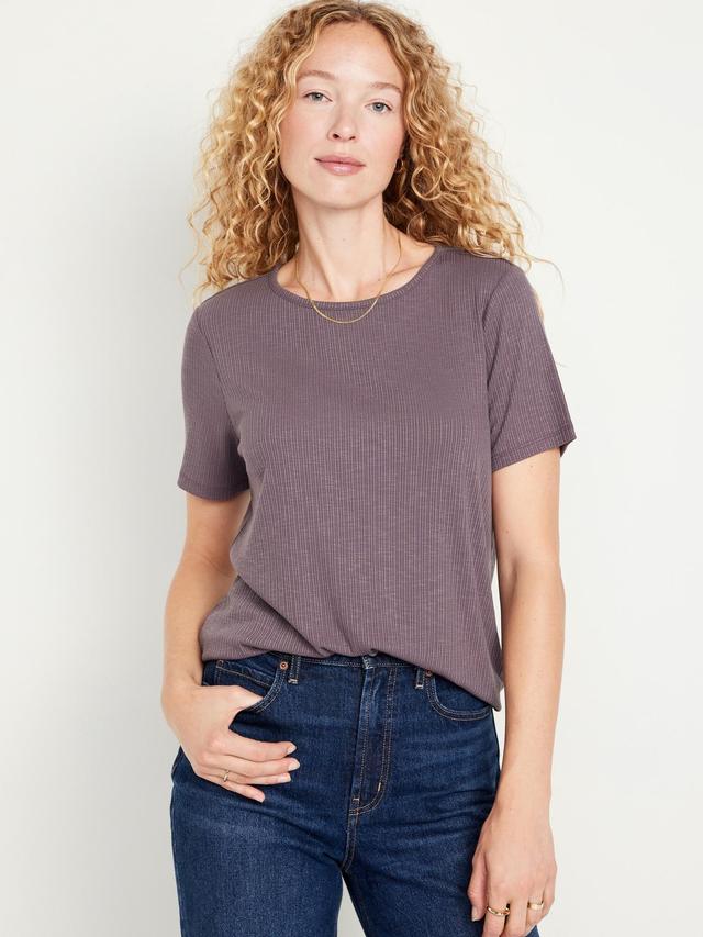 Luxe Ribbed Slub-Knit T-Shirt for Women Product Image