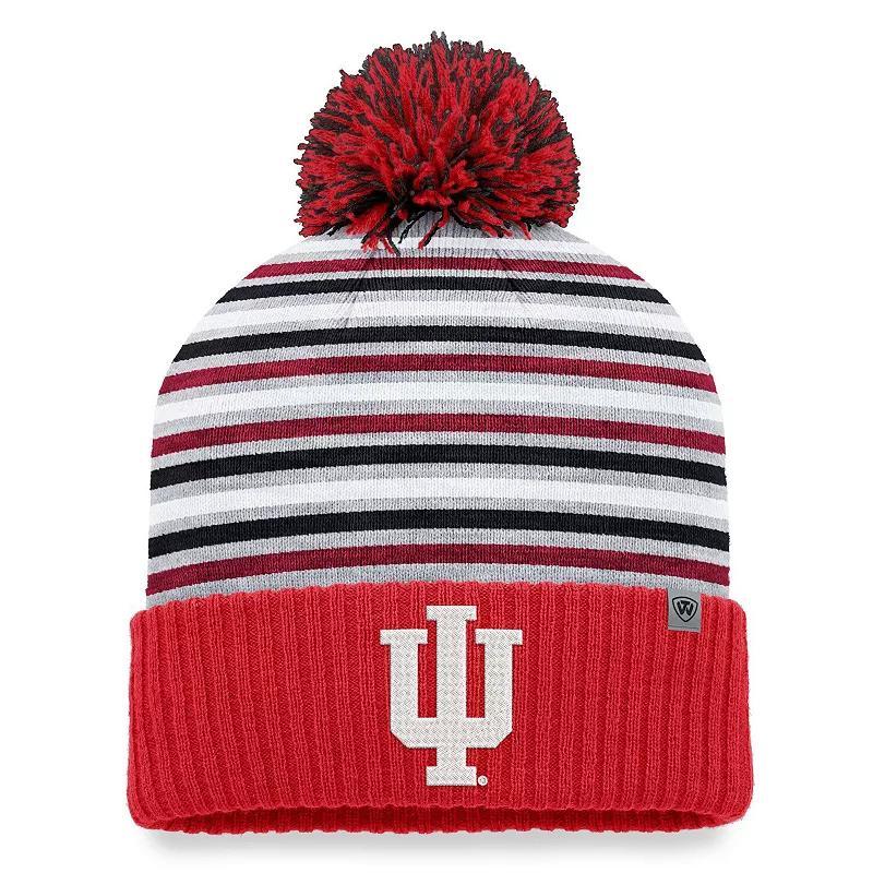 Mens Top of the World Crimson Indiana Hoosiers Dash Cuffed Knit Hat with Pom Product Image