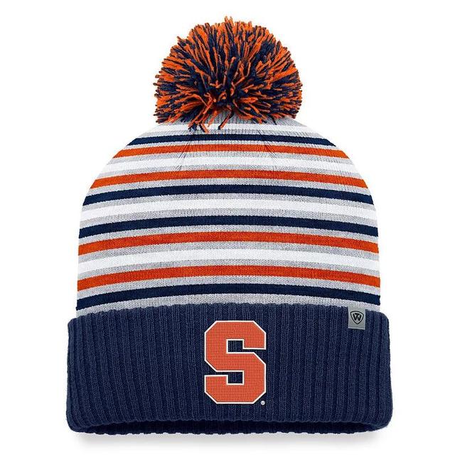 Mens Top of the World Syracuse Orange Dash Cuffed Knit Hat with Pom, Blue Product Image