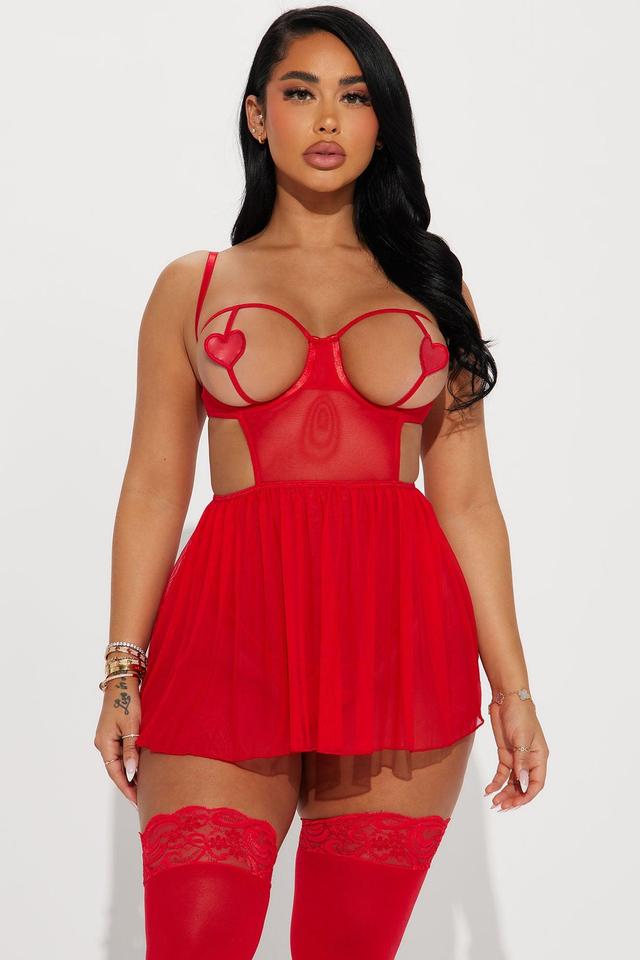 In Your Feelings Open Cup Babydoll - Red Product Image