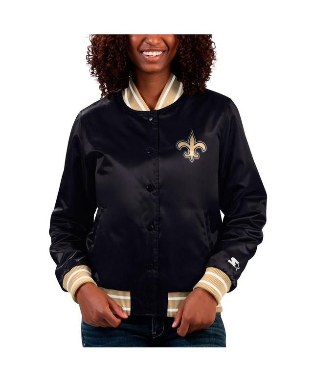 Womens Starter New Orleans Saints Full Count Satin Full-Snap Varsity Jacket Product Image