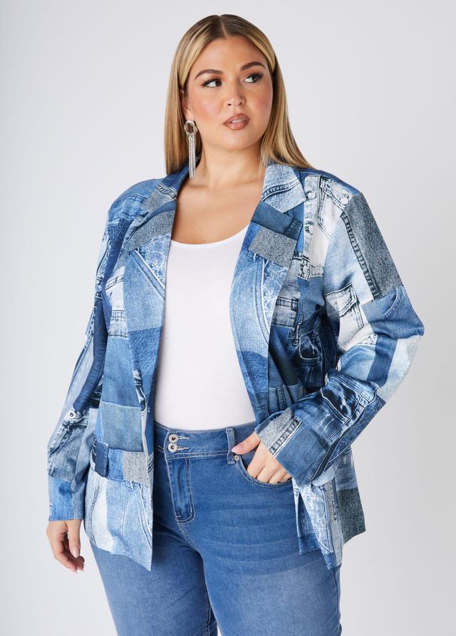 Denim Print Blazer Product Image