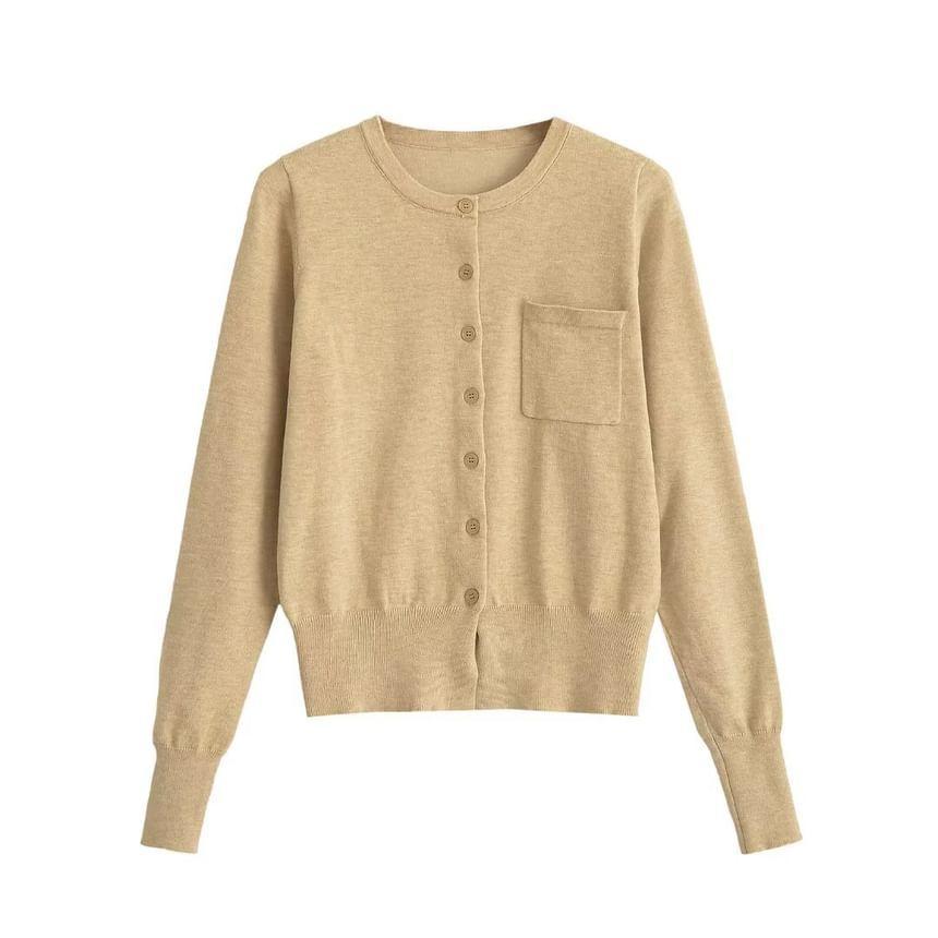 Crew Neck Plain Cardigan Product Image